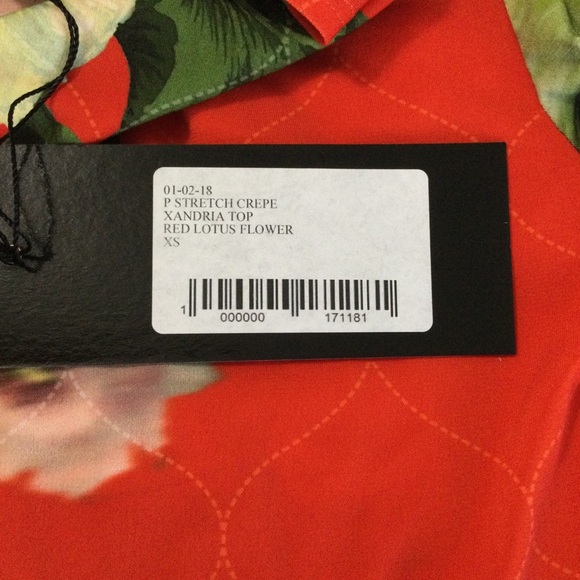 Preen Red Lotus Flower Xandria Stretch Top Size XS - Picture 8 of 11